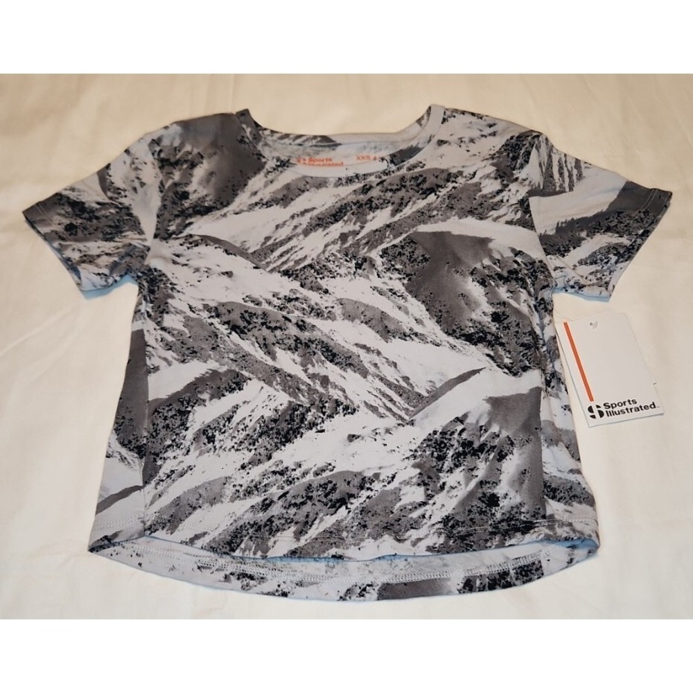 Sports Illustrated Kids Mountain Graphic T-Shirt Grey White XXS 4-5 New‎